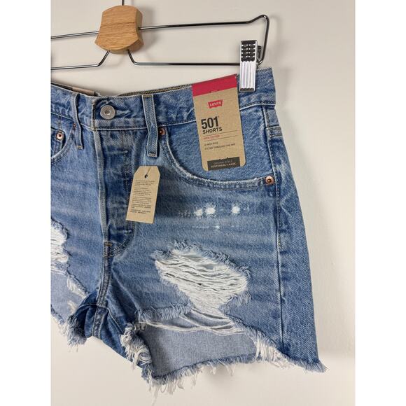 NWT Levi's 501 High Rise Cutoff Denim Shorts 28 - Picture 3 of 9